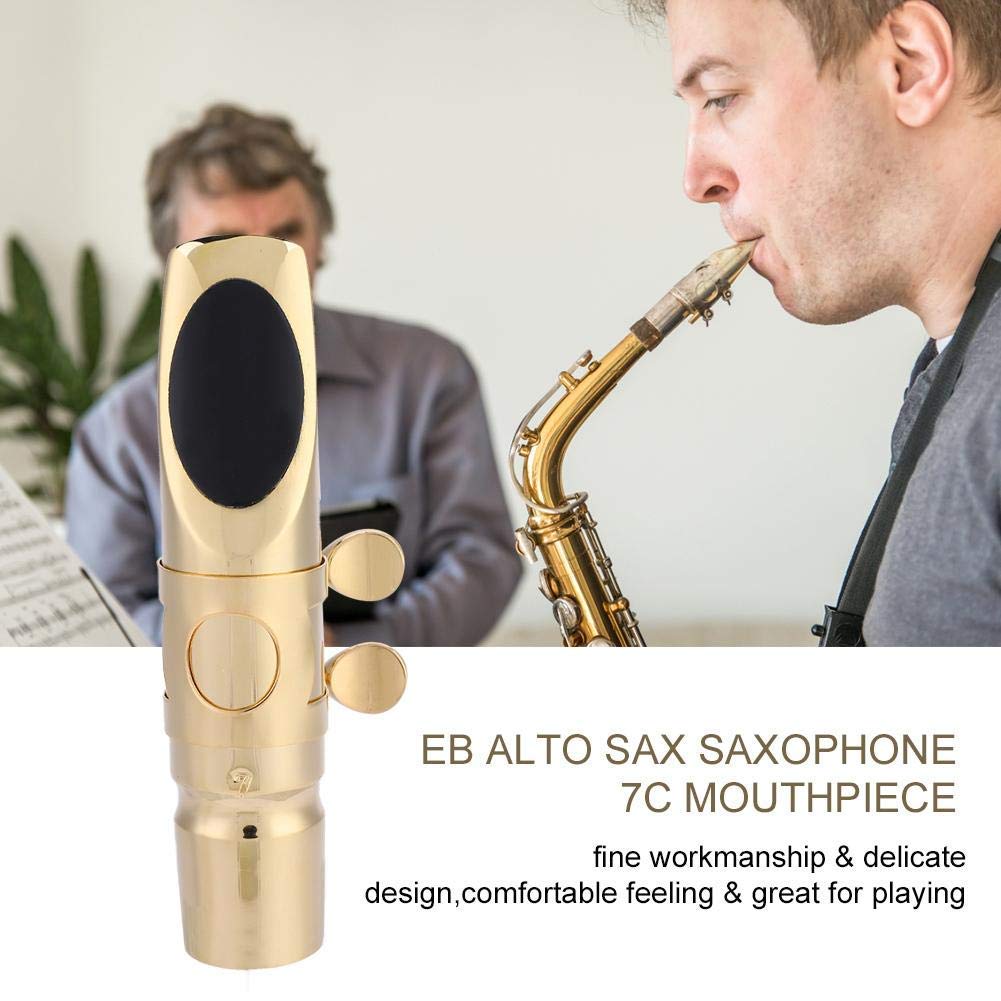 Bec Saxophone Alto, Bec Saxophone Alto Mib 7C avec capuchon et 2 pads Accessoire Instruments de Musique Bec Metal Saxo Alto