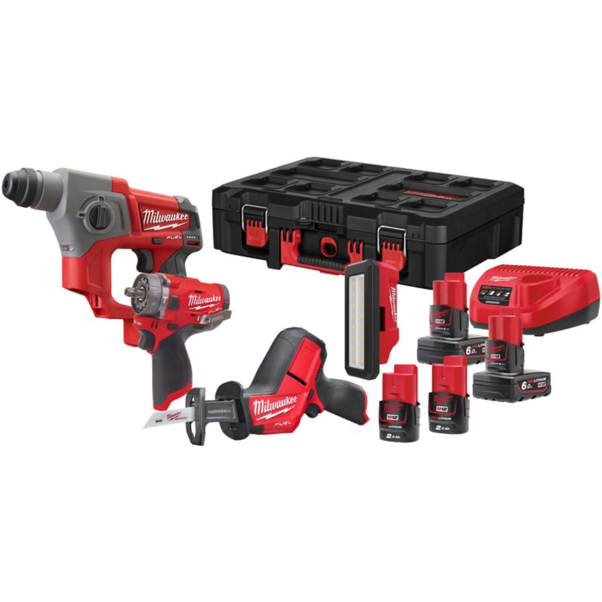 Milwaukee Maschinen-Set M12FPP4C-624P: M12 FPDX-Kit+M12 CHZ-0+M12 CH -0+M12 PAL-