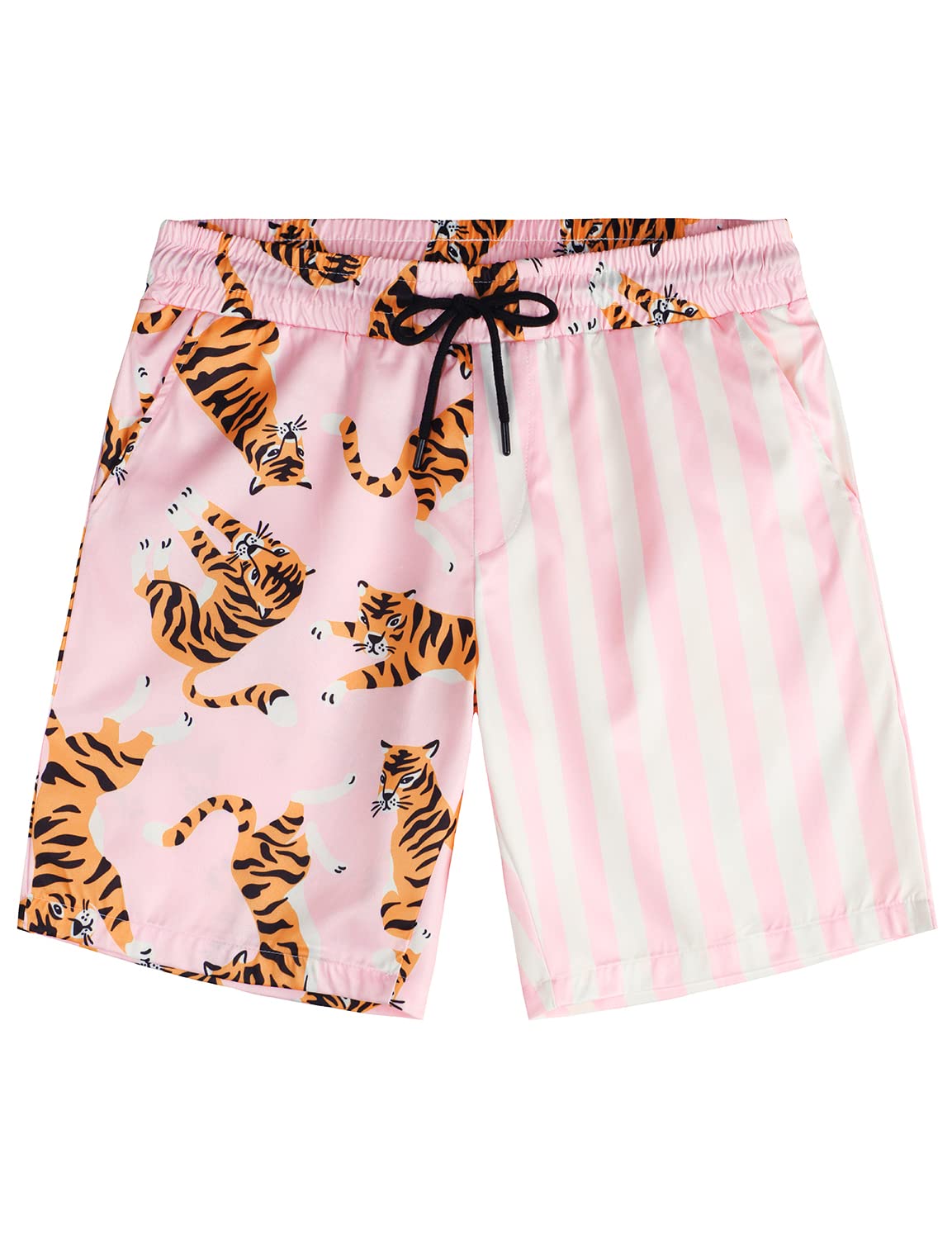 VATPAVE Herren Flamingo Hawaii 2 Teiliges Sets Kurzarm Freizeithemden Strand Outfits