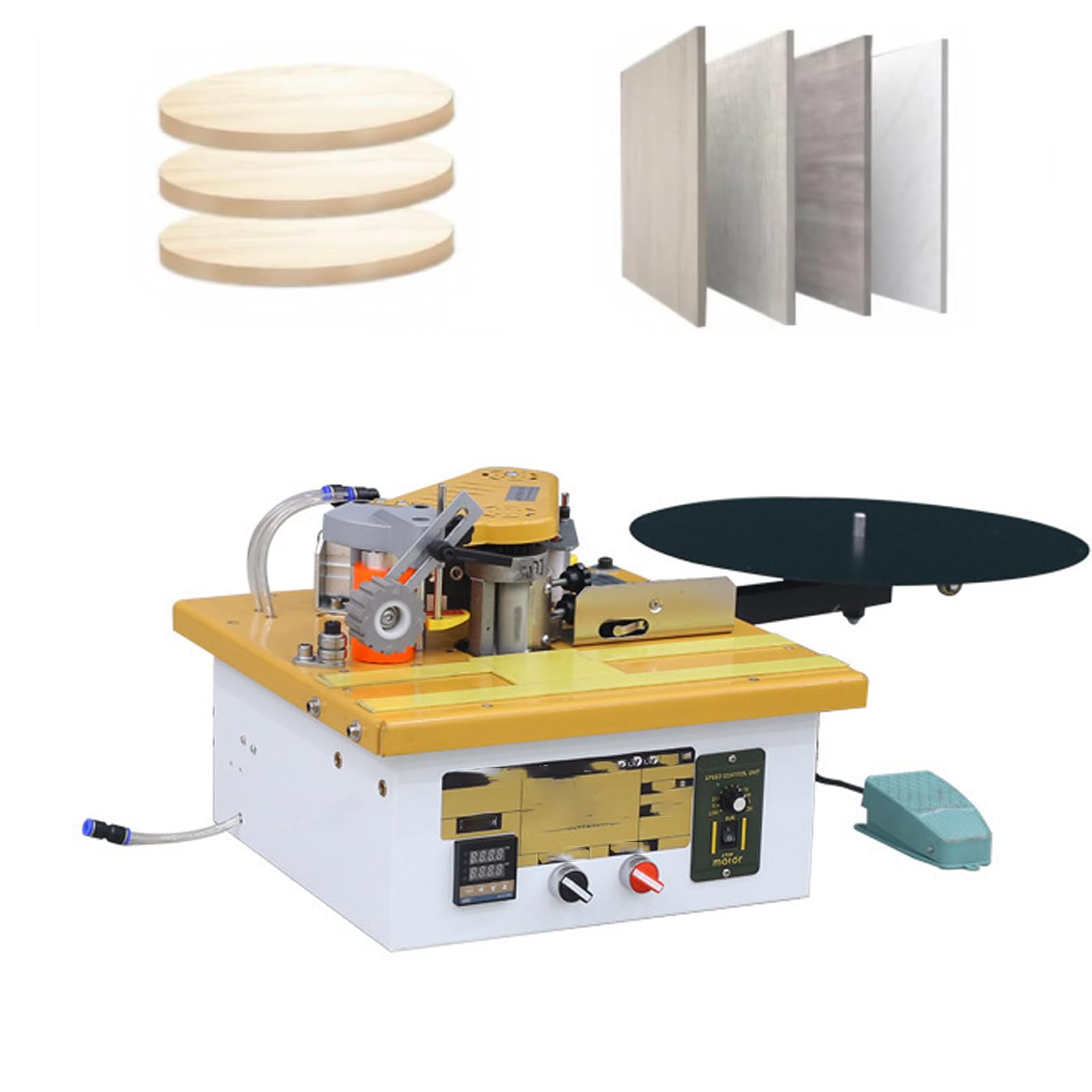 Pnpaea 1200W Portable Edge Bander, Automatic Tape Breaking Portable Edge,Double-Sided Gluing,for particleboard, and laminate,for Panel Edges Widened