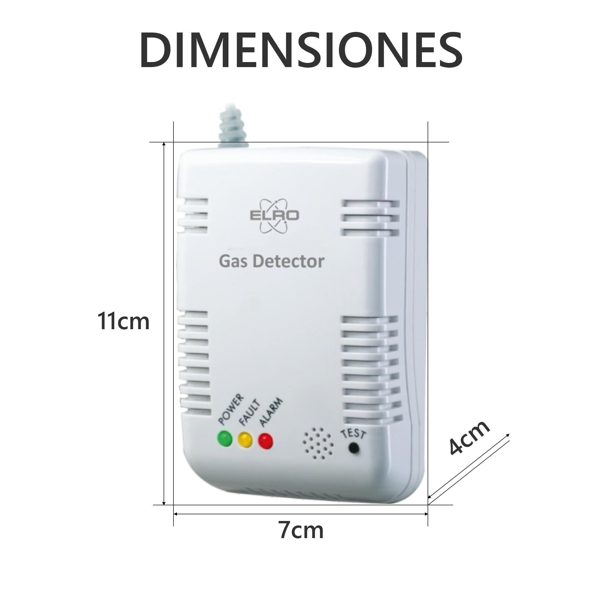 ELRO FG6000P Detector de Fugas de Gas – para Gas Natural y GLP – Alarma de 85 dB – Certificado EN50194