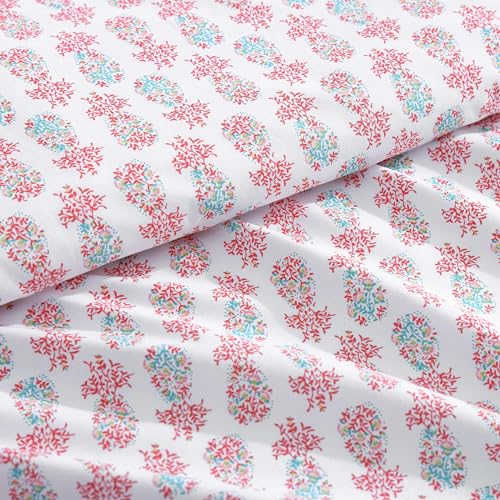 Image of Tommy Bahama - King Sheets, Cotton Percale Coastal Bedding Set with Matching Pillowcases, Crisp & Cool, Coastal Room Essentials (Pineapple Splash Pink, King)
