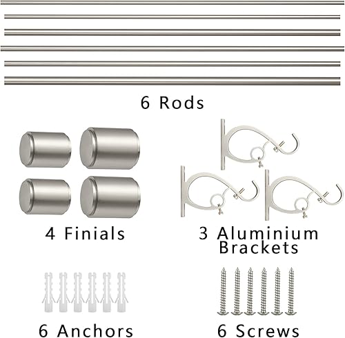 Miniatura 10 de Kemmie Barra de cortina de tratamiento de ventana de 1 pulgada con remates de tapa cilíndrica, barra de cortina doble longitud ajustable 72-144