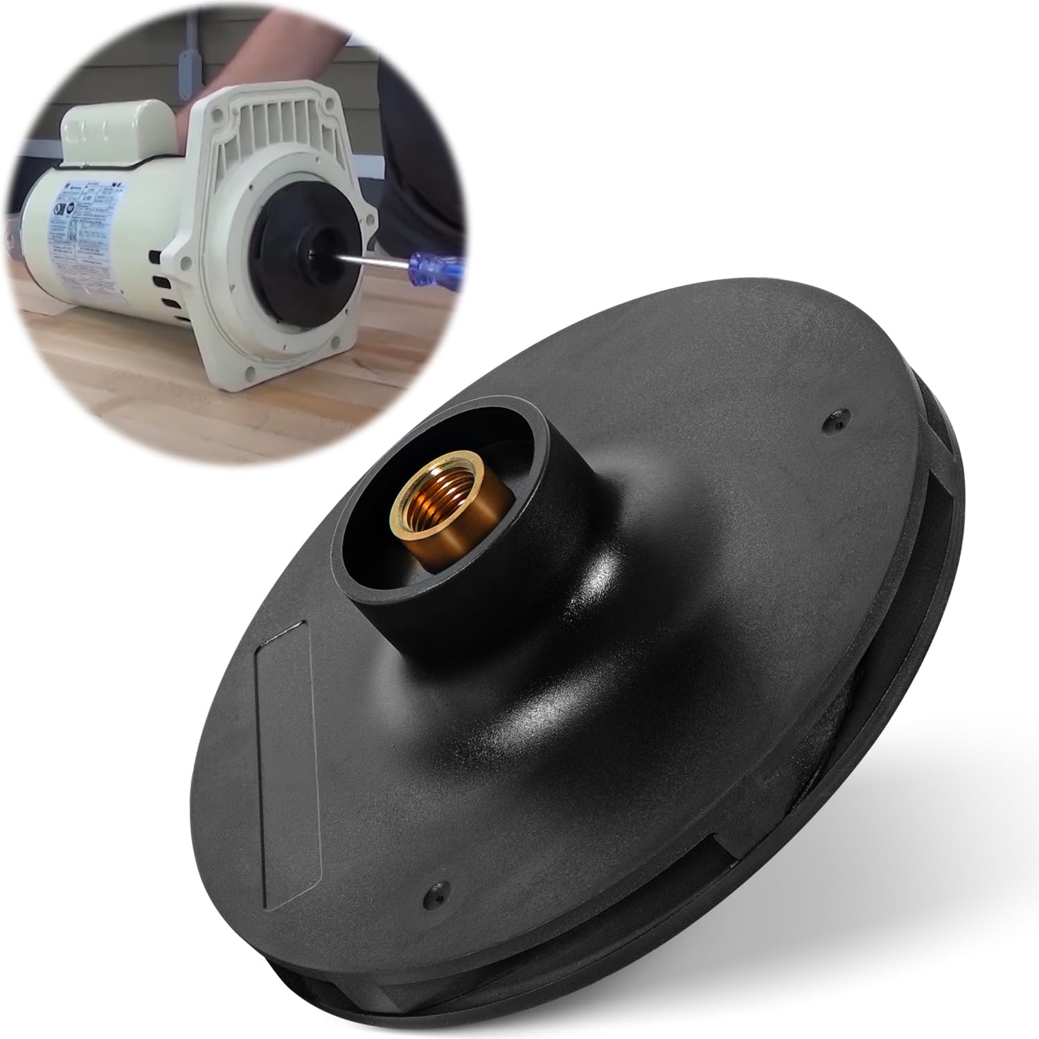 073129 Impeller Compatible with WhisperFlo 1 to 2 HP Pool and Spa Pump, Black