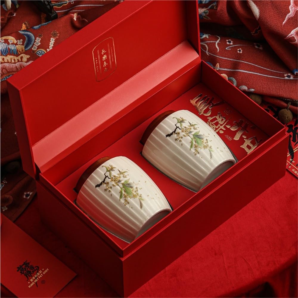 Tea Coffee Sugar Canisters Vintage Chinesische Keramik Bulk Tee Vorratsbehälter Topf Küche versiegelt Topf Tee Set Doppeltopf Geschenkbox Set leere Topf Küchendosen (A)