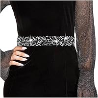 Tgirls Rhinestone Elastic Waist Belt for Dresses - Shiny Crystal Bling Wide Belt, Wedding Sash, Adjustable Fit 27-43"