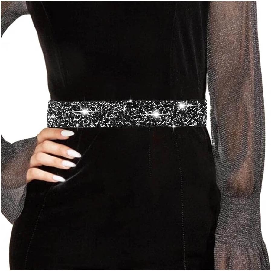 Rhinestone Waistband Elastic Belt Crystal Wedding Sashes Belts Bling Wide Waist Belt Elegant Dress Belts