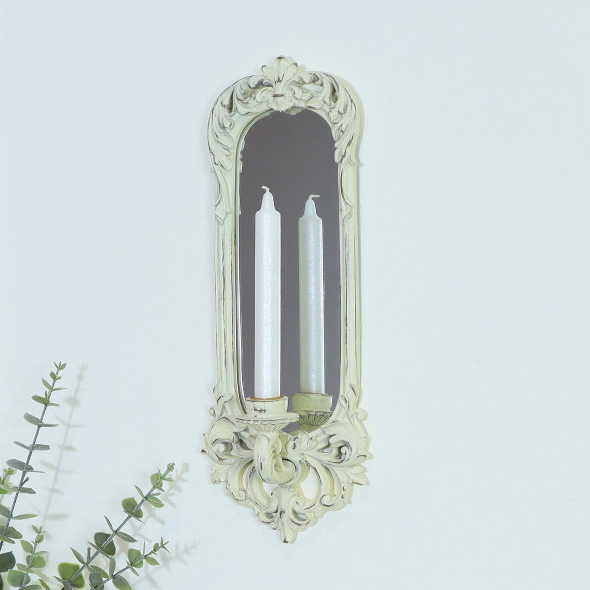 Melody Maison Ornate Cream Mirrored Candle Sconce from B&Q