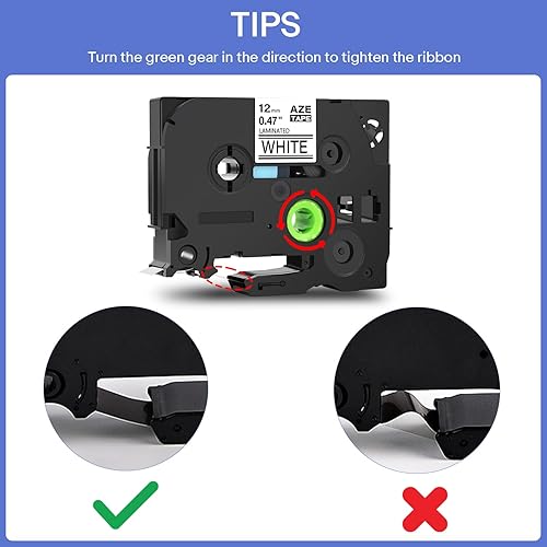 Miniatura 7 de GREENCYCLE 8 Pack TZe-231 Replacement for Brother P-Touch AZE-231 TZ-231 TZ231 12" 12mm 0.47 inch Laminated Black on White TZe Label Tape Compatible