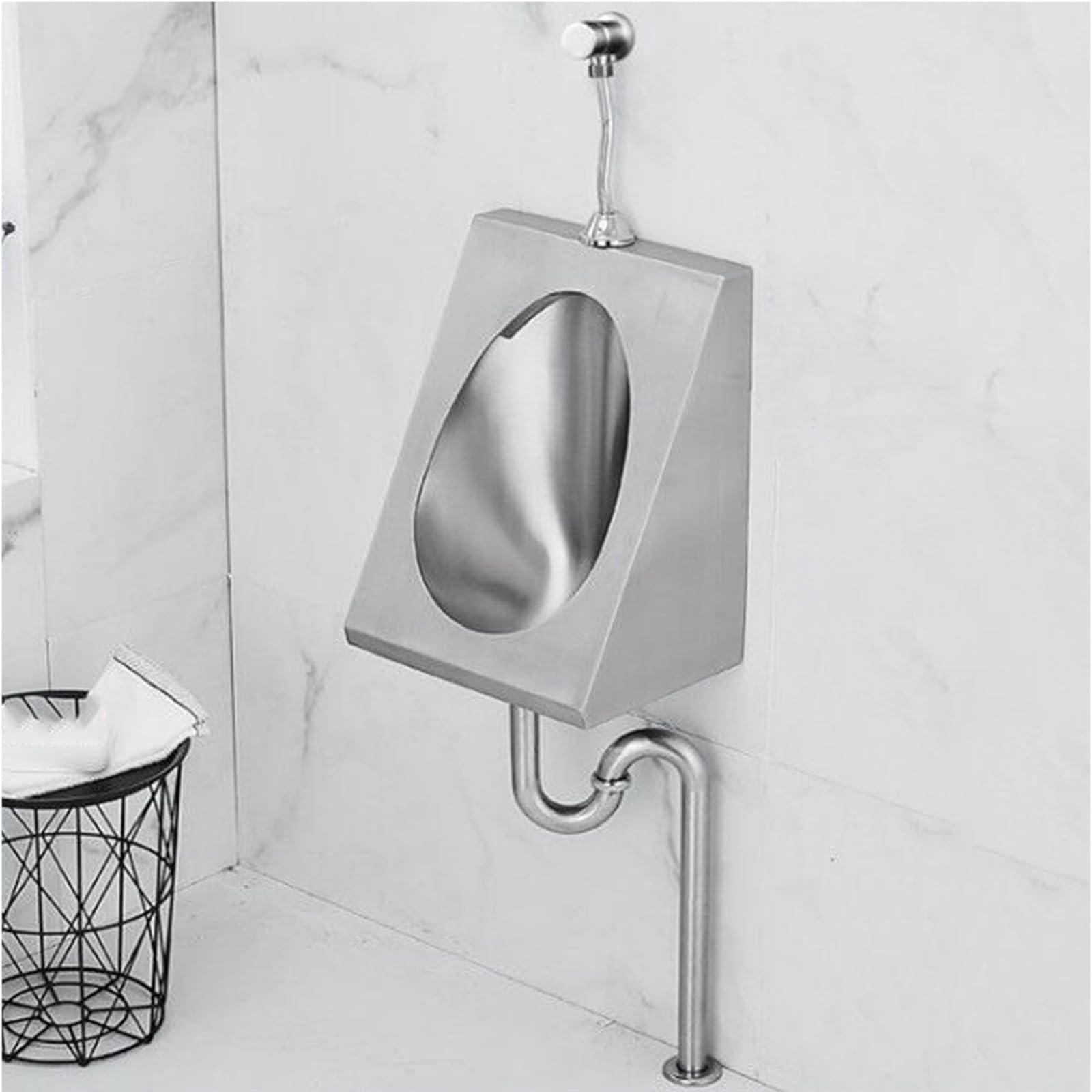 GTHTUHFD Men'S Adult Urinal Commercial Washout High Efficiency Urinal, Household Bathroom Toilet Strong Stainless Steel Urinal,Garage Urinal Wall Mounted Urine Diverter,Groun,Ground Drainage-Kit 2