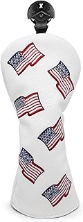 US Flag Patriotism Golf Club Head Covers White for Driver, Fairway Hybrid Woods - 4 Options - Synthetic Leather Golf Wood Head Covers Set(D/F/H), Driver Headcover, Fairway Wood Head Cover, Golf Hybrid Head Cover