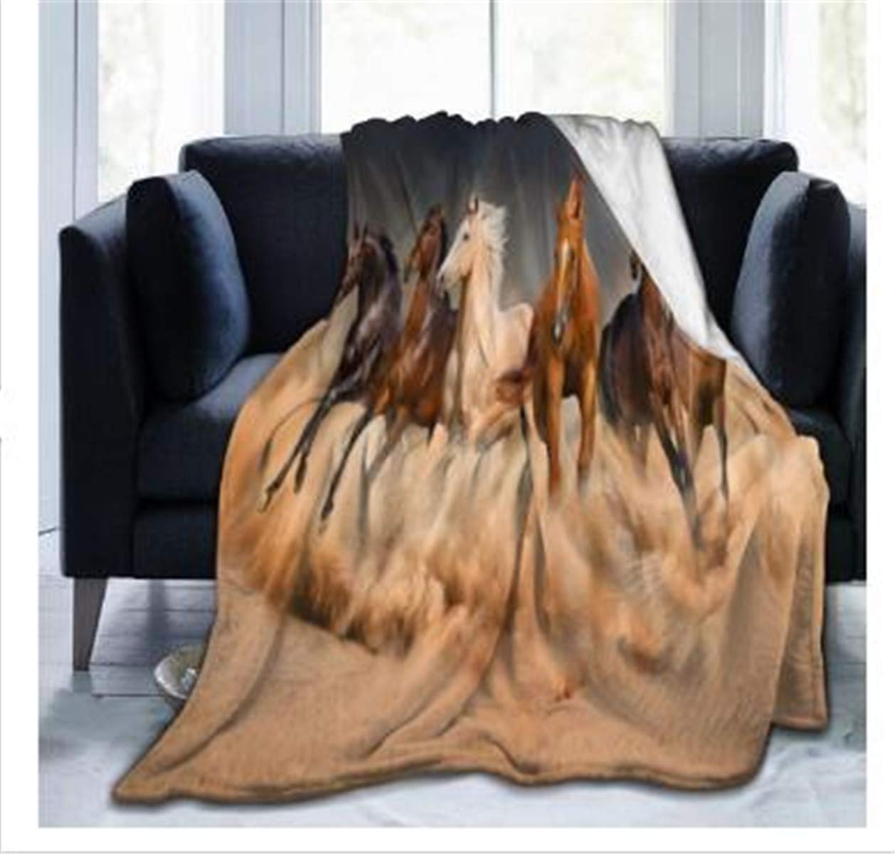 Fansu Girls Horse Fleece Throw Blanket, Kids Adults Microfiber Soft Warm Fluffy Lightweight 3D Flannel Blankets Bed Sofa Blanket Bedspread For Bedroom Sleeping And Camping (,150X200cm)