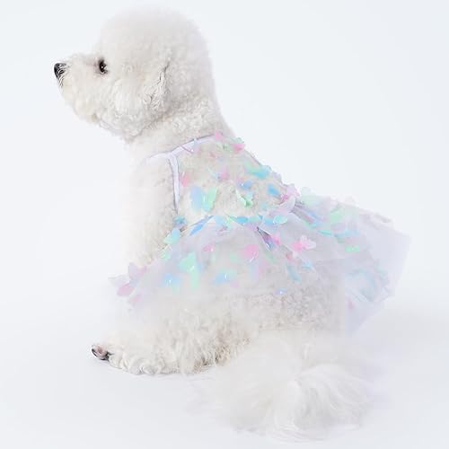 Miniatura 5 de YUDODO Vestido para perro para perros pequeños, falda para perro, transpirable, vestido tutú para cachorro, lindo vestido de princesa para perro,