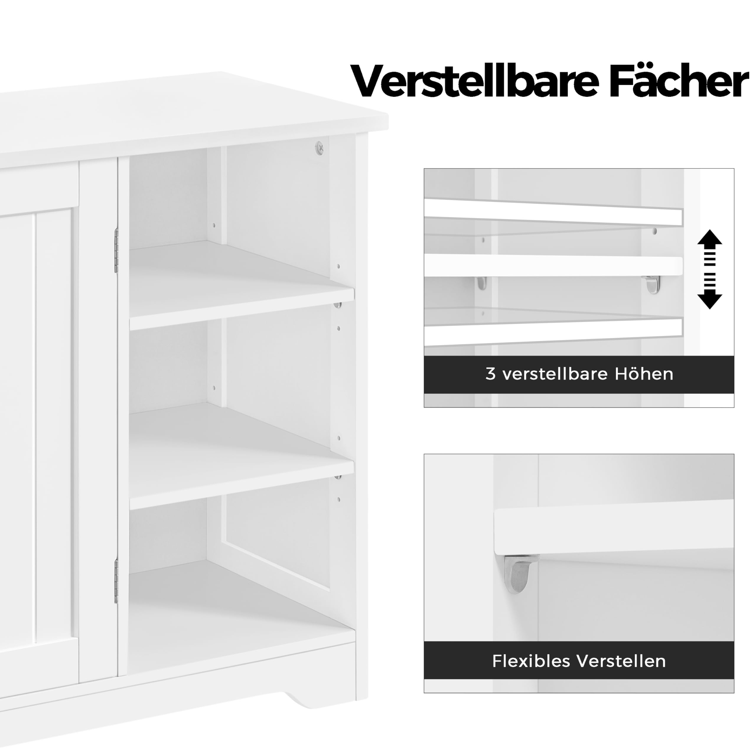 Yaheetech Badezimmerschrank Waschbeckenunterschrank Badschrank Unterschrank für das Waschbecken Waschtischunterschrank mit offenen Ablagefächern & verstellbaren Einlegeböden 90 x 30 x 60 cm
