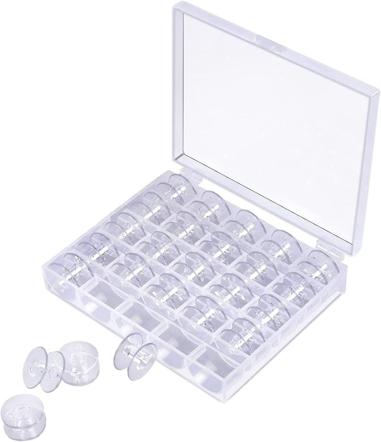ZEACCT 1 Pcs Transparent Plastic Sewing Bobbin Spools, Empty Bobbins Spools Plastic Storage Box, Sewing Machine Bobbins Storage Box, for Home Sewing Accessories Tools（Transparent）