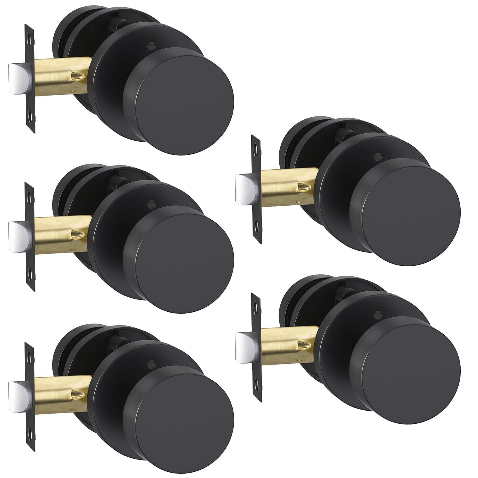 Goldenwarm Matte Black Door Knobs - 6 Pack -17