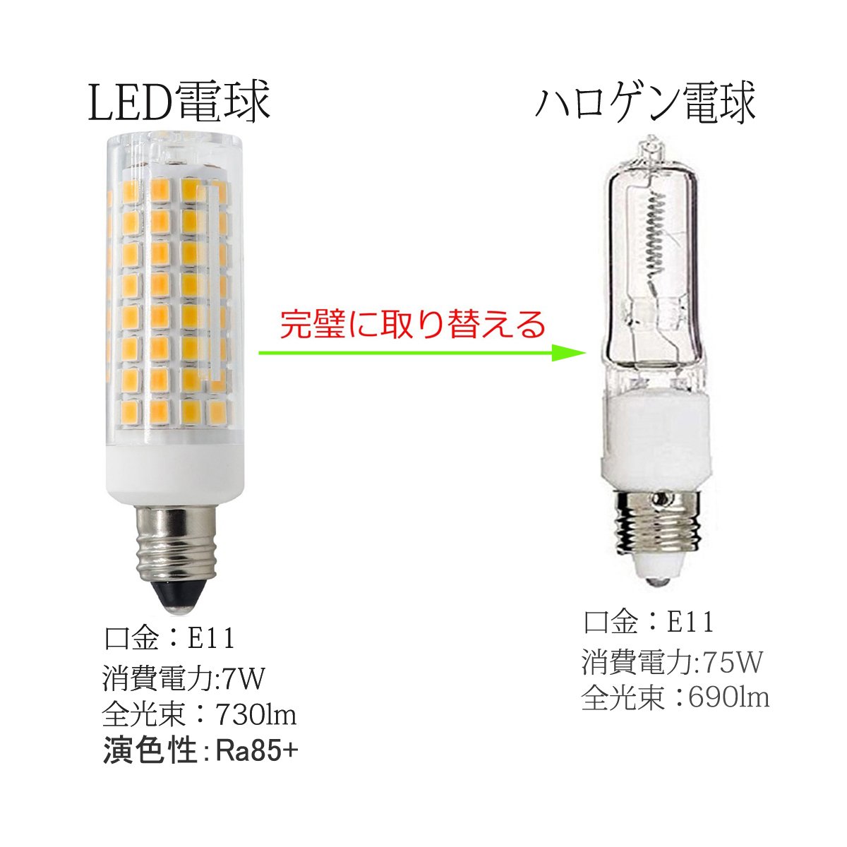 Amazon | E11 LED電球, 可調光, E11 口金,7W 110-120V 730LM,75W-80W