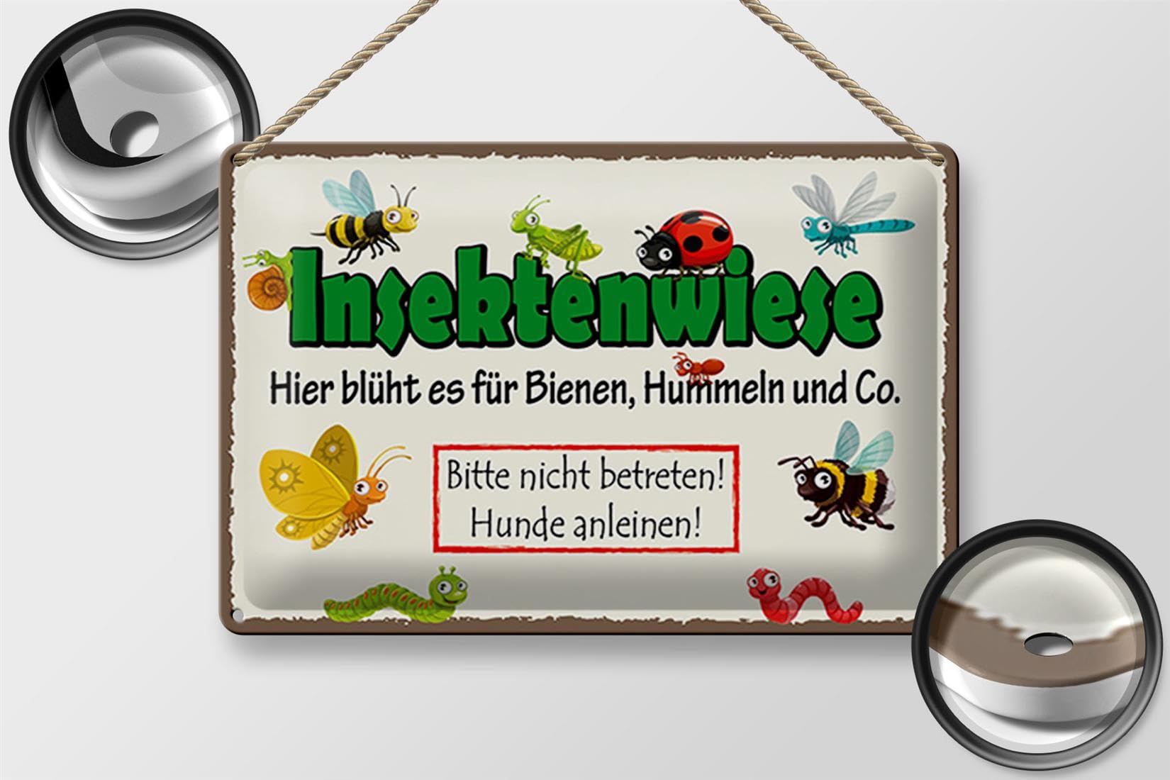 FEMER - Targa In Metallo Con Api - 30x20 Cm - Decorazione Murale Fatta In Germania