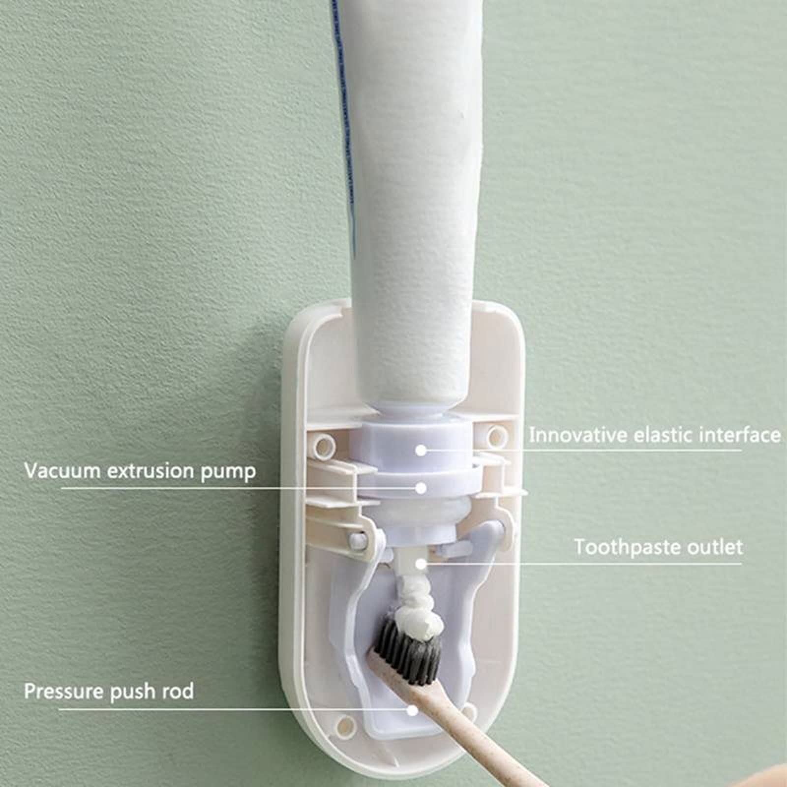 Dispensador automático de Pasta de Dientes, exprimidor de Pasta de Dientes de Pared, Soporte para Cepillo de Dientes a Prueba de Polvo, Accesorios de baño (Blanco)