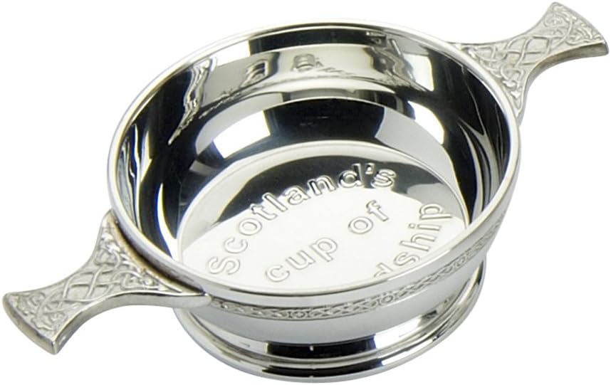 & Co Quaich Embossed Scotland cup of Friendship Celtic handles, 4 inch, Pewter, 18 x 12 x 6 cm