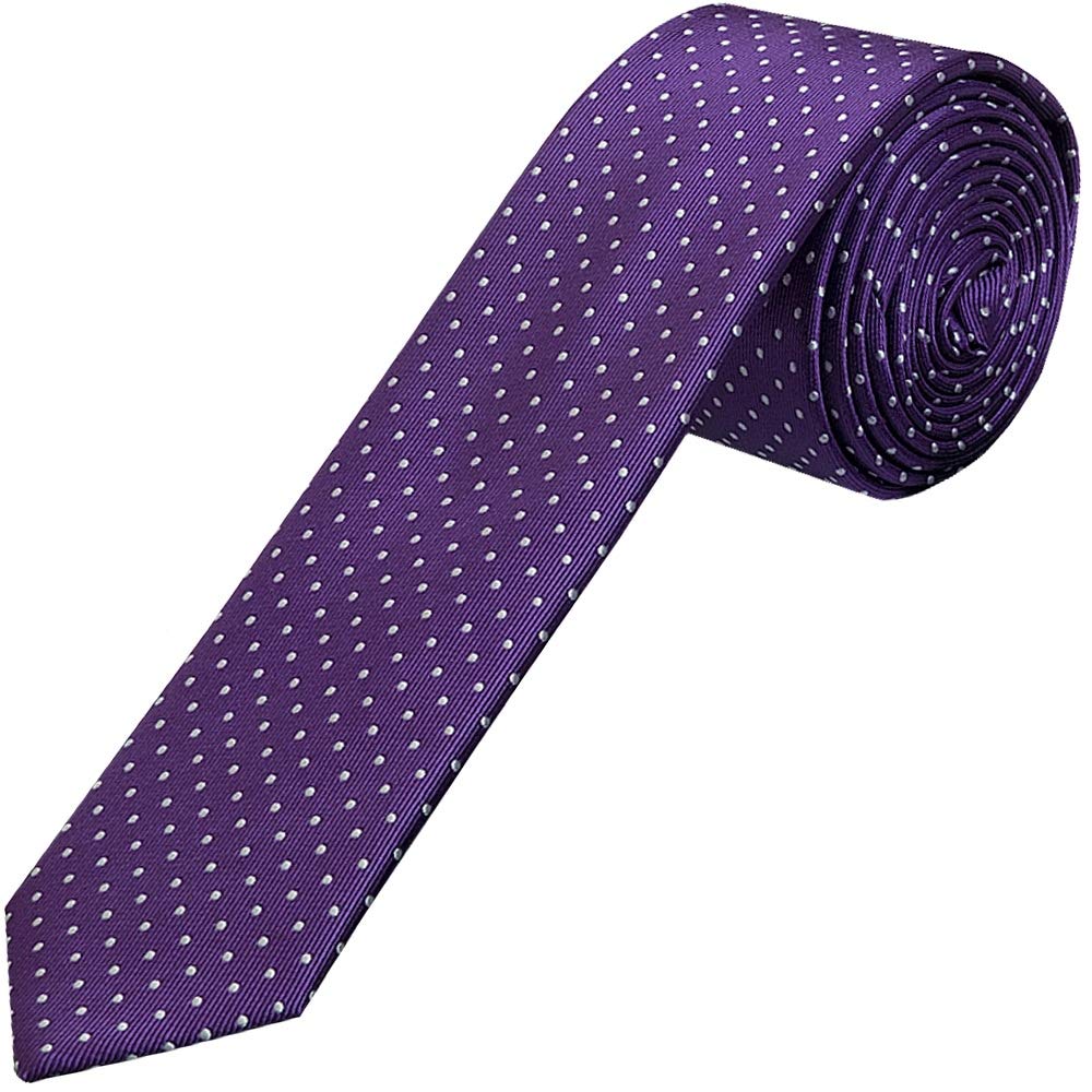 Ties R Us Boys Purple And White Polka Dot Skinny 'S Tie
