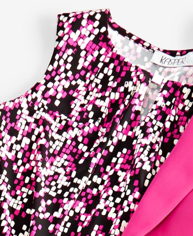 Kasper Women's Petite Keyhole Sleeveless Top (Black/Pink Perfection, Medium) - Image 4