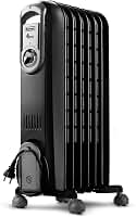 De'Longhi Serie Vento V550715.BG - Radiador de aceite eléctrico, calefacción eléctrica de bajo consumo, 7 elementos, temporizador, botones intuitivos para entornos de hasta 45 m³, 3 niveles de