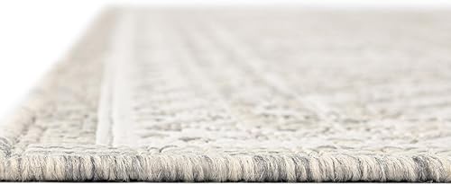 Miniatura 280 de Rugs.com Outdoor Aztec Collection Alfombra – 4 x 6 pies alfombra de tejido plano gris carbón perfecta para salas de estar, grandes comedores, planos