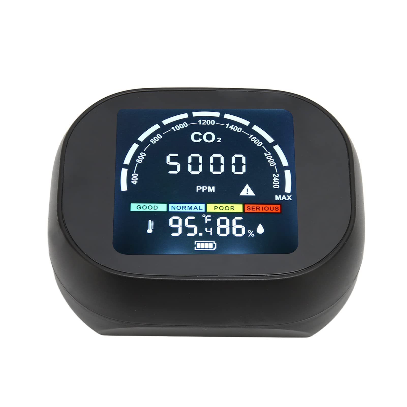 Medidor infrarrojo de CO2 Detector de dióxido de Carbono de Alta precisión Termómetro Higrómetro con función de Alarma Pantalla Grande y Clara para el hogar Oficina Monitoreo de