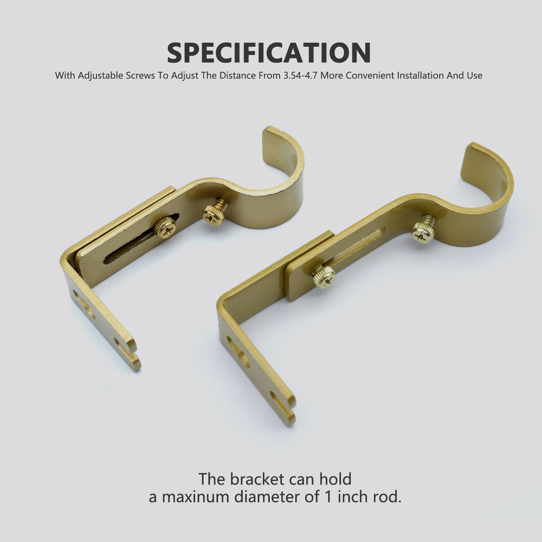Curtain Rod Brackets - 3 Pack, Golden Finish -3
