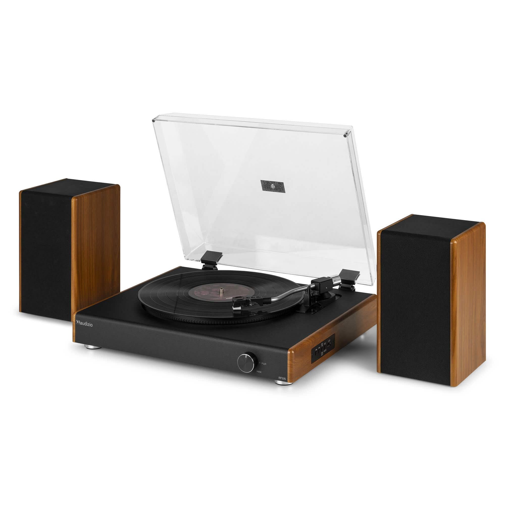 Audizio RP335 - Plattenspieler mit Lautsprecher 2 X 40 Watt, Bluetooth Schallplattenspieler, 33/45 und 78 U/min, Vinyl Player, Record Player mit Vorverstärker, USB, Cinch, Auto-Stop