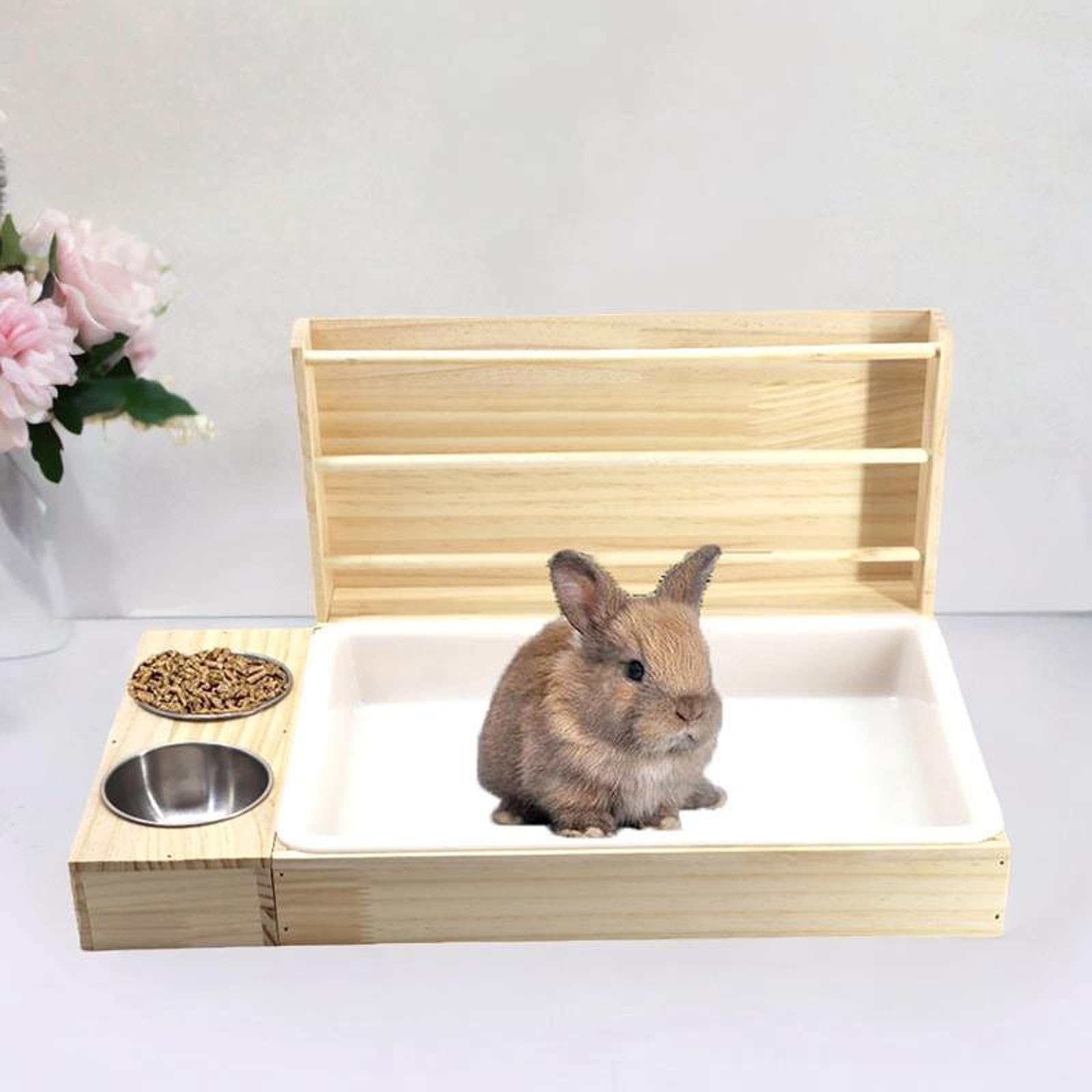 Sharplace Wooden Hay Feeder - Rastrelliera per fieno in legno, mangiatore di fieno di coniglio, con vassoio per lettiera, supporto per alimenti in erba per piccoli animali Hay Herder for Ferrets