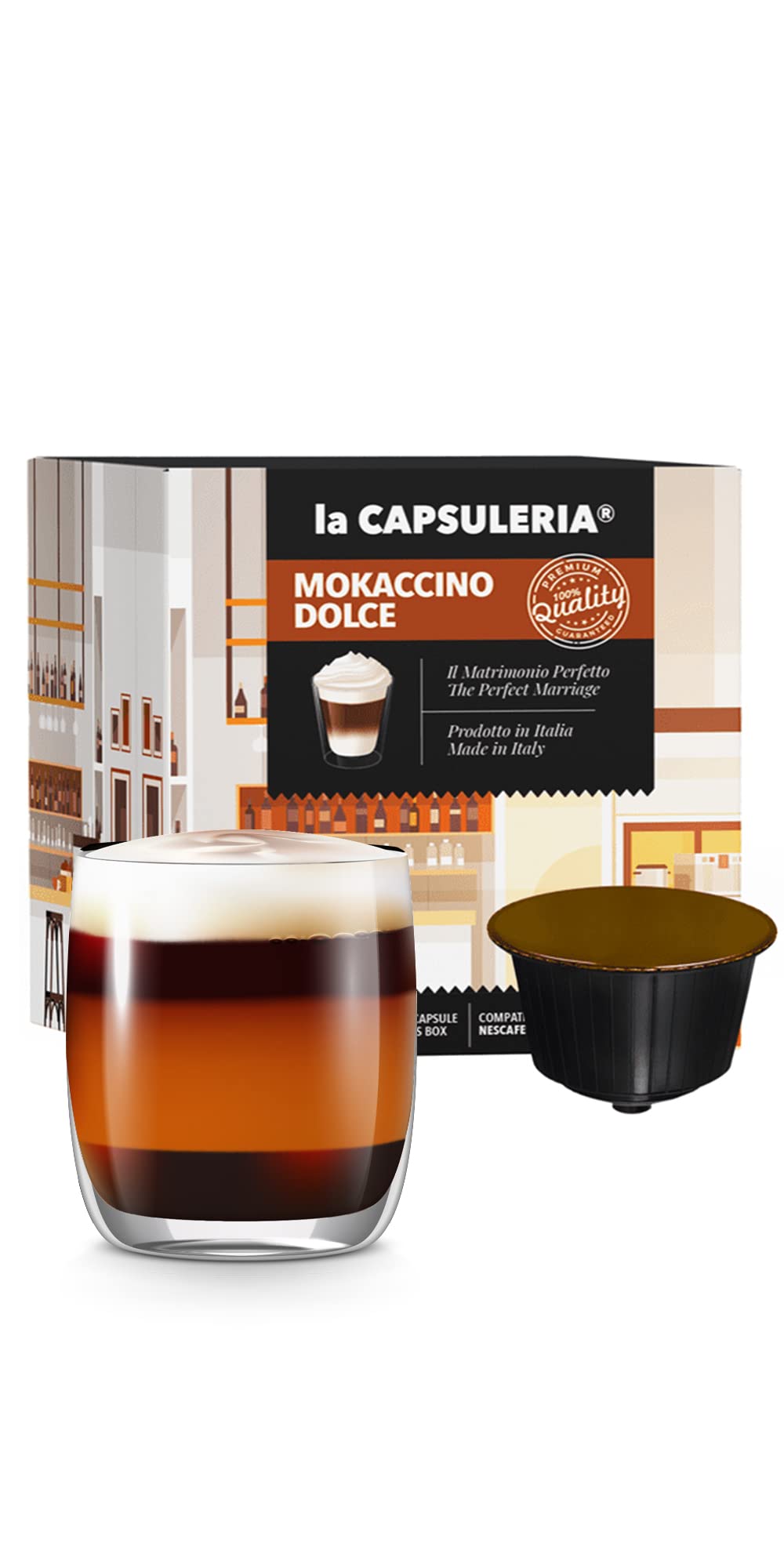 MOCHA (48 Capsules) compatible with Nescafé Dolce Gusto, 3 Boxes x 16 Pods (48 Servings Total), La Capsuleria