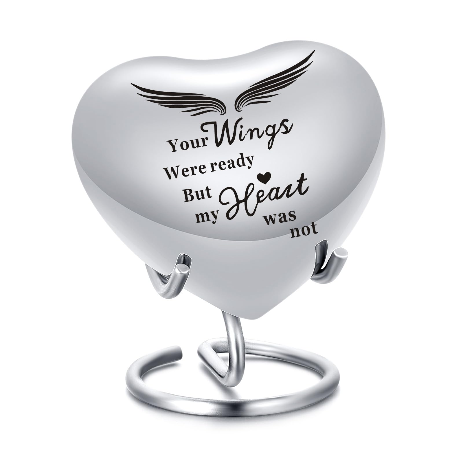 BAOWIQI Heart Urn for Ashes - Small Heart Shaped Keepsake Urn for Human (Male/Female) or Pet Remains, Holds Small Portion of Ashes with Stand