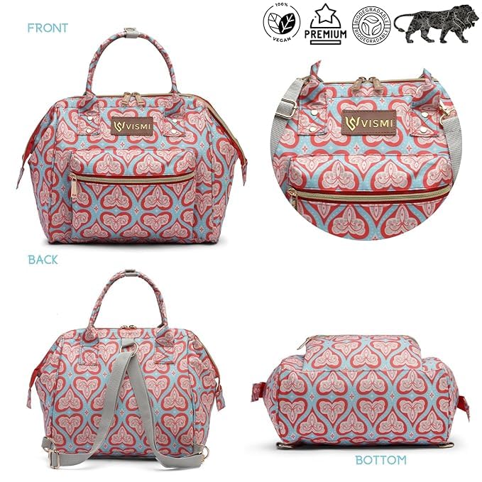 Image of VISMIINTREND Diaper Bag Combo for Mothers for Travel - Includes Mini and Large Diaper Backpack, Solid Premium Febric, Diaper Baby Bag, Maternity Hospital Handbag, Multipocket Stylish Nappy Bag for Mom