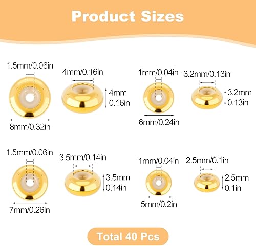 Miniatura 9 de 40 cuentas de tapón de 5670.315 in, cuentas espaciadoras de silicona de latón con goma en el interior, cuentas sueltas de metal ajustables para