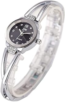 Women Small Watches Silver Bracelet Chain Rhinestone with X Sharp Link Band