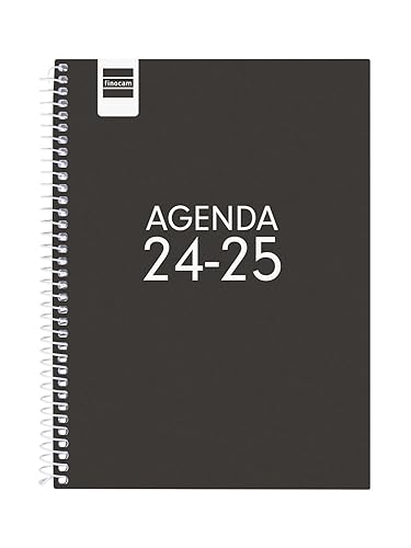 Finocam Agenda Cool 2024/2025 Vue hebdomadaire horizontal Septembre 2024 à juin 2025 (année scolaire) + Juillet et août résumés Noir Espagnol