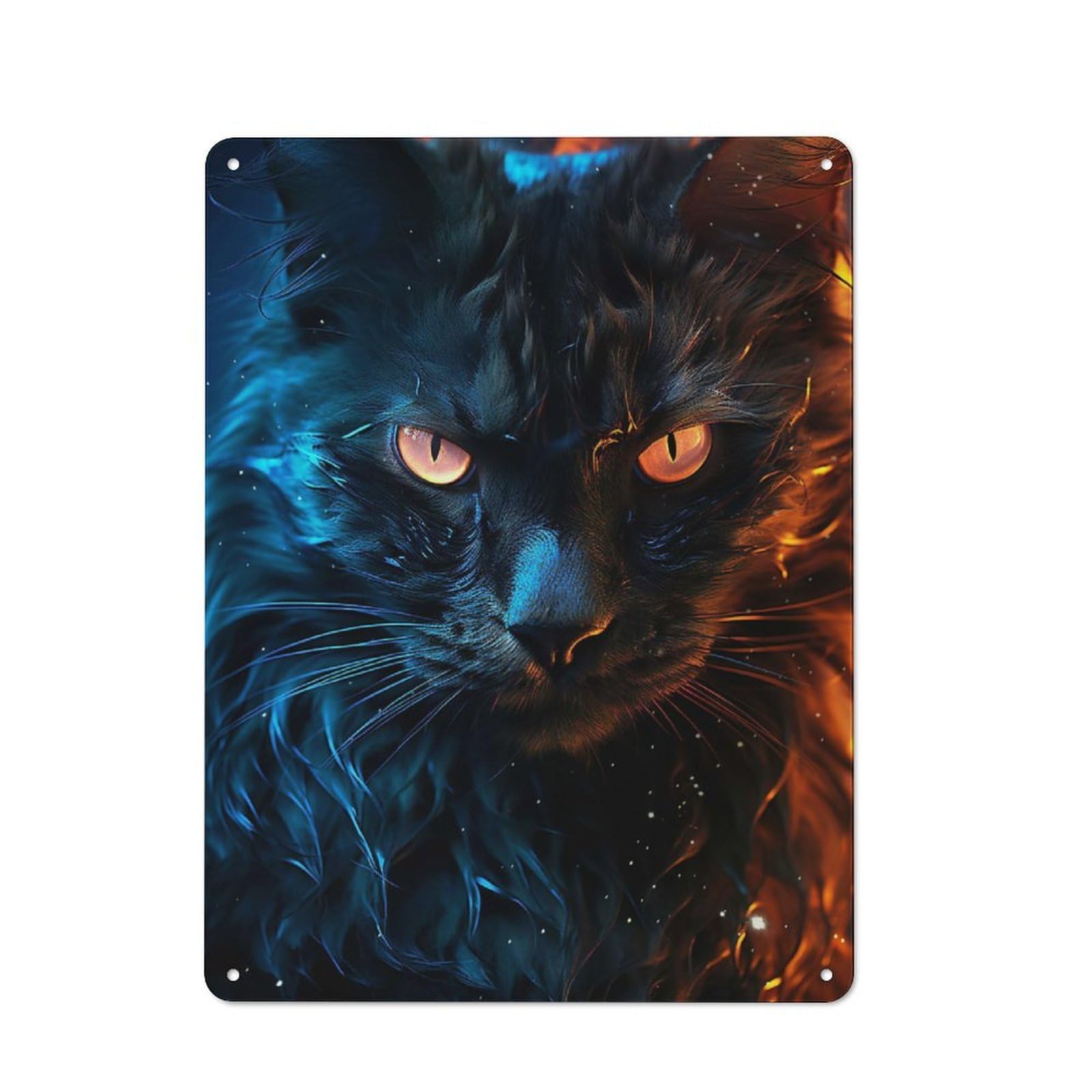 Junmoney Neon Cat Portrait Metal Sign 40X30cm With For Workshop Wall, Retro Decor, For Garage, Workshop And Man Cave Decoration