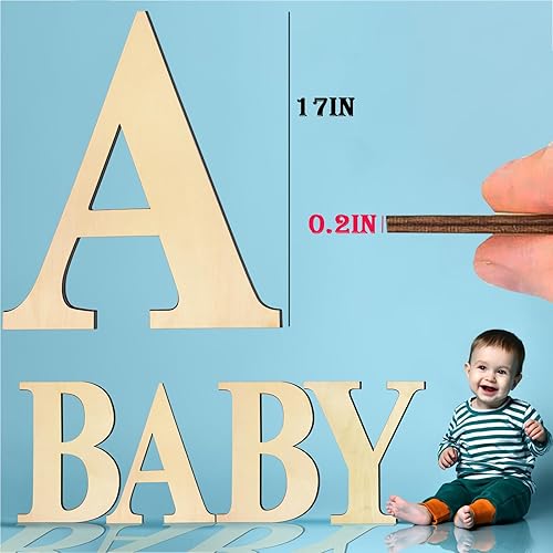 Miniatura 2 de Letras de madera grandes de 17 pulgadas, letra grande de madera pintable para manualidades, letra del alfabeto de madera en blanco sin terminar para