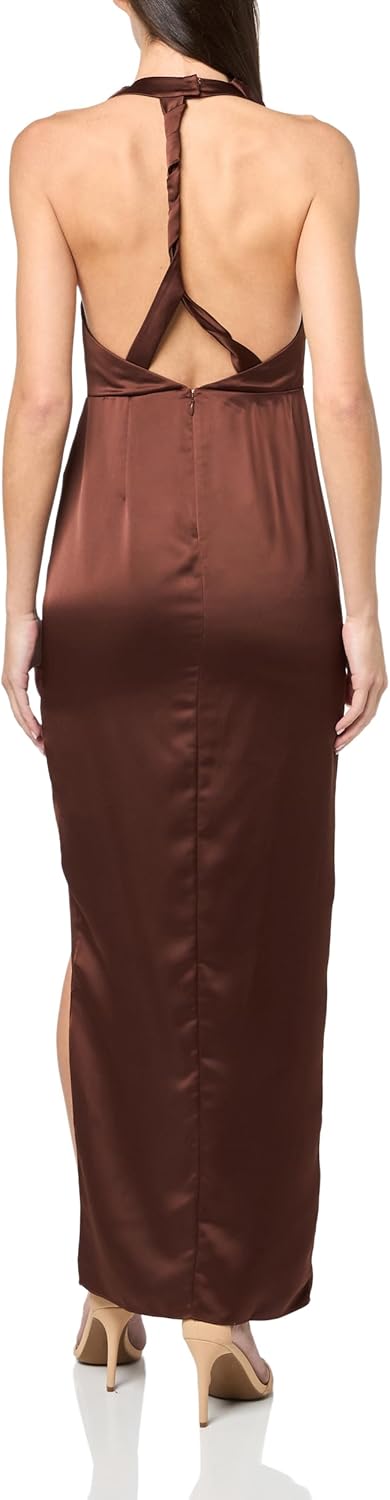 BCBGMAXAZRIA Womens Sleeveless Cowl Neck Halter Evening Maxi Dress - Image 2