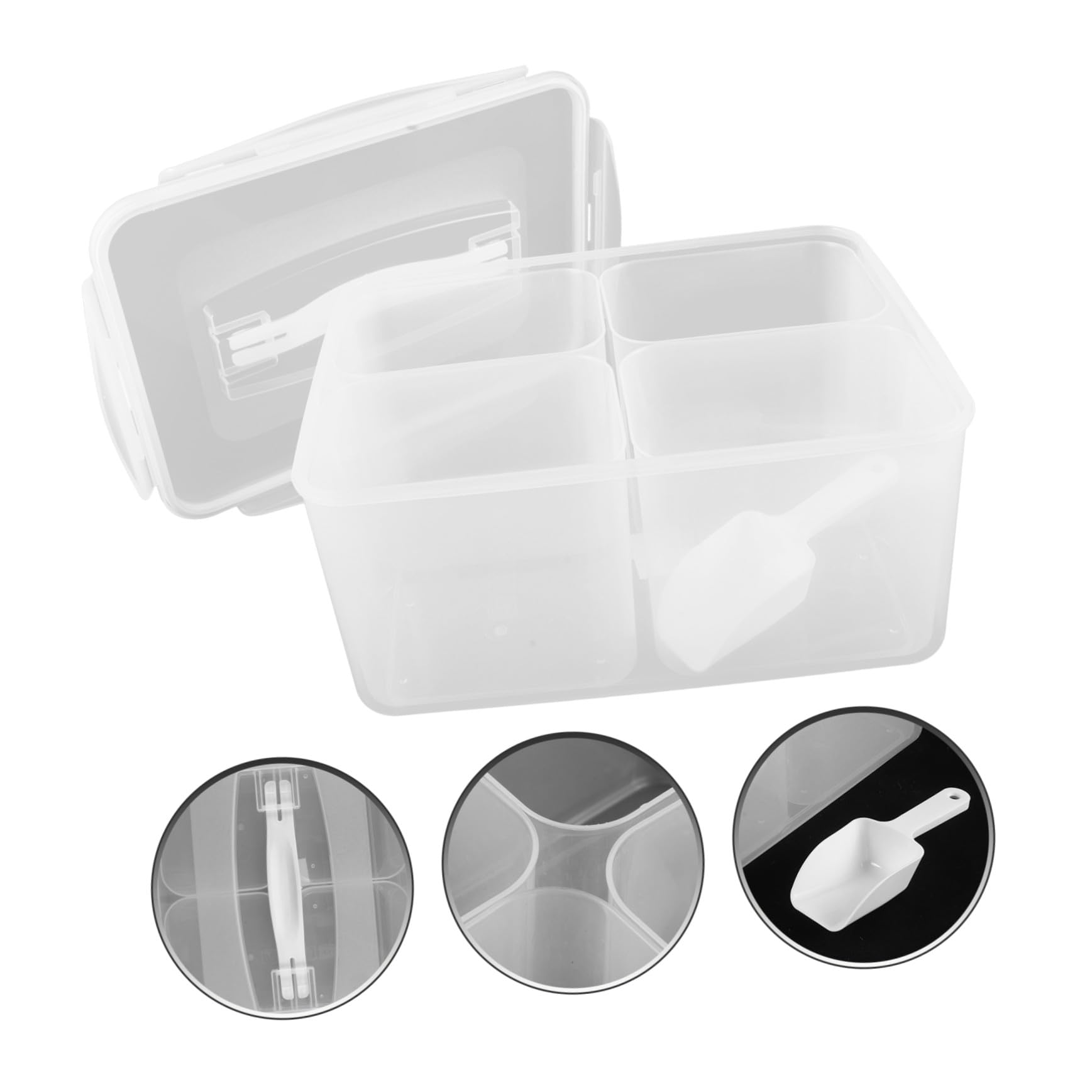 8 Liter Große Snackbox aus Kunststoff mit Deckel und Tragegriff Geteilte Aufbewahrungsbox für Küche und Vorratskammer Luftdichtes Design mit Transparenten Fächern