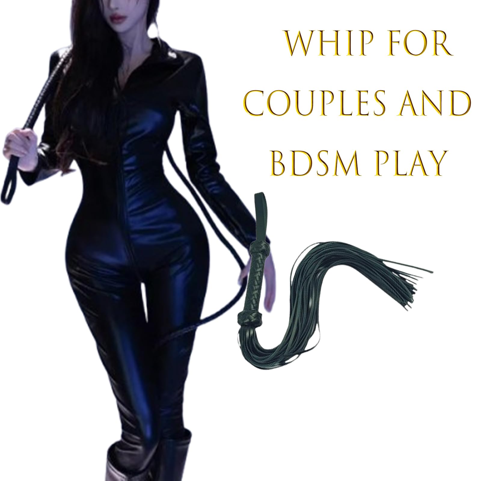 FEHEOO PU Leather Whip for Equestrian Training – Durable and Comfortable Riding Whip for Couples and BDSM Play, Versatile Training and Spanking Tool?Black?