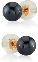 Vista 18 de THE PEARL SOURCE Black Japanese Akoya Real Pearl Earrings for Women - 14k Gold Stud Earrings Hypoallergenic Earrings with Genuine Cultured Pearls