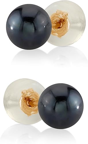 Miniatura 18 de THE PEARL SOURCE Black Japanese Akoya Real Pearl Earrings for Women - 14k Gold Stud Earrings Hypoallergenic Earrings with Genuine Cultured Pearls