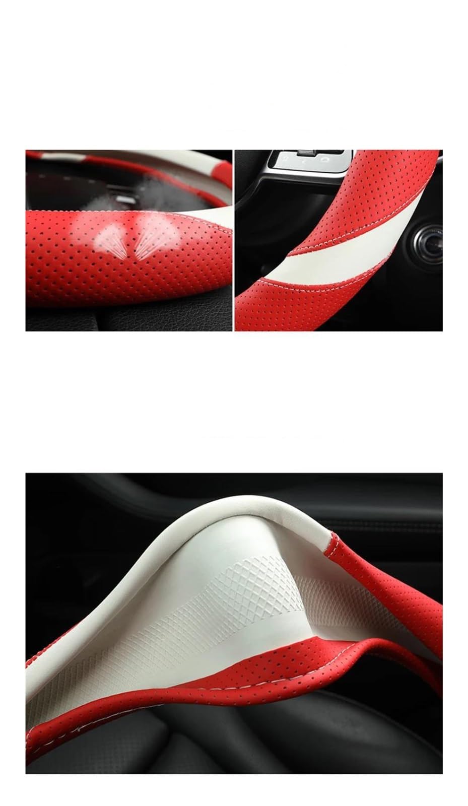 Pokrowiec na kierownicę samochodu, skórzany pokrowiec na kierownicę samochodu do Toyoty Fortuner 2016-2019 2021 2023 do Hilux 2015-2019 2020 2022 2023, niebieski (czerwony)