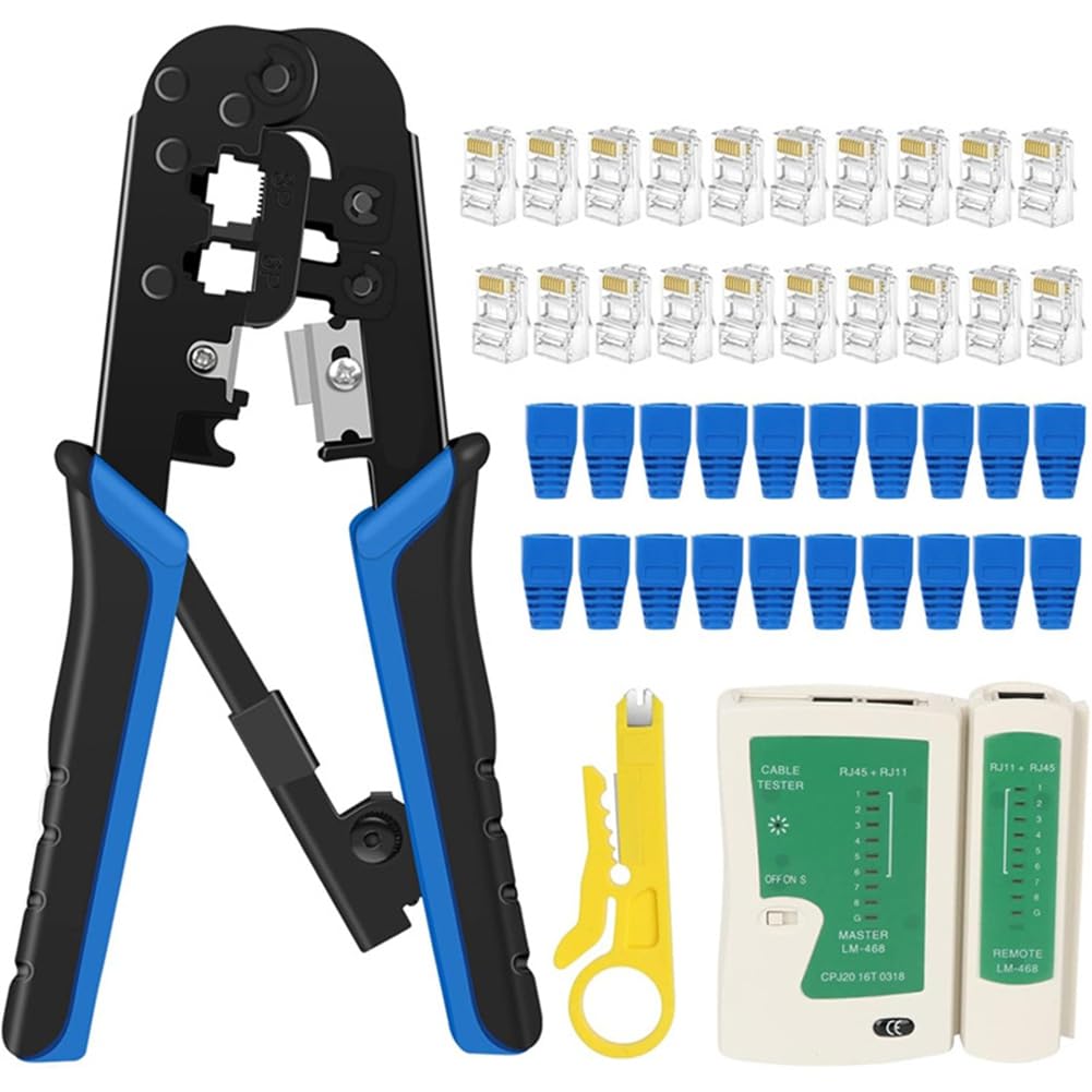 Littimoon Crimping Tool for RJ45 RJ11 Ethernet Network LAN Cable- RJ45 Crimper Cutter Stripper Plier,for 6P 8P RJ11 RJ12 RJ45