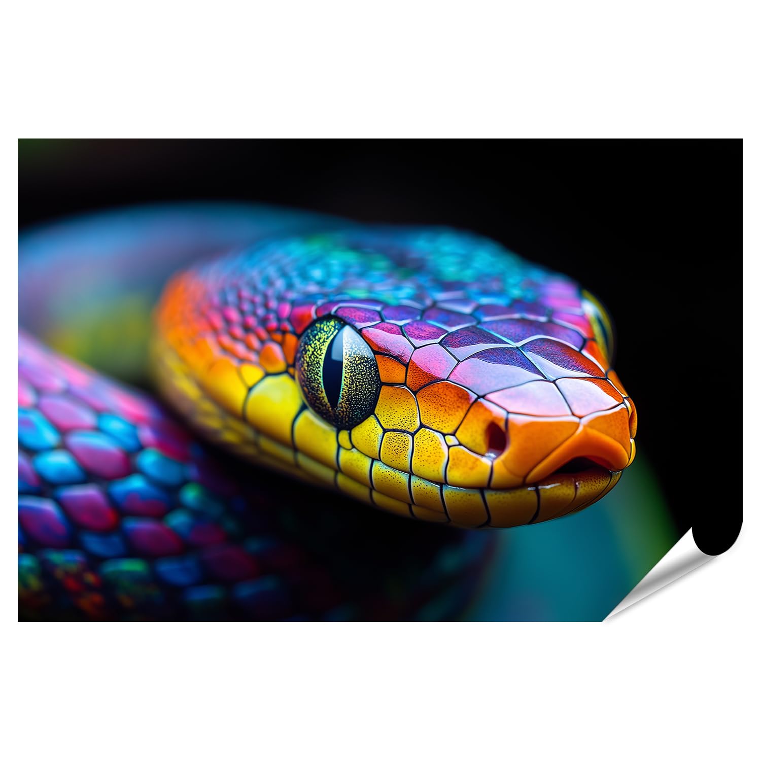 islandburner Prime XXL - Póster de serpiente luminosa para habitación infantil, ideal para jóvenes naturalistas, imágenes de alta calidad, impresión fotográfica