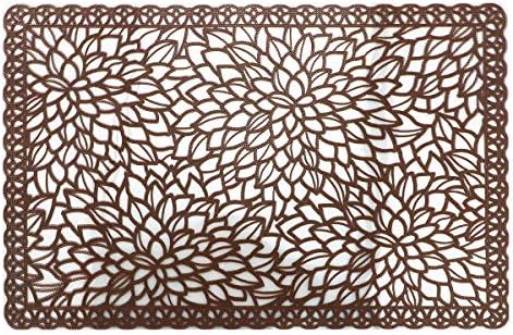 Gugrida Plastic Brown Placemats for Dining Table Tablemats Vinyl PVC Table Mats for Kitchen 6pcs(Brown, Placemats 6pcs)