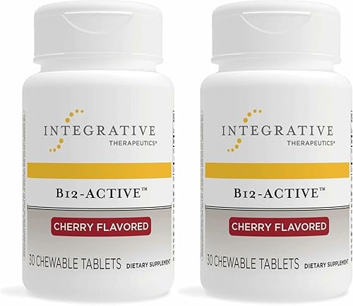 Integrative Therapeutics B-12 Active vitamina B12 apoya la función nerviosa sabor a cereza 30 tabletas masticables - Paquete de 2